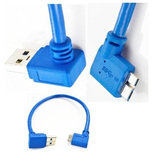 USB 3.0 A male 90 degree Up angle to Micro B 10pin right angled male plug Cable