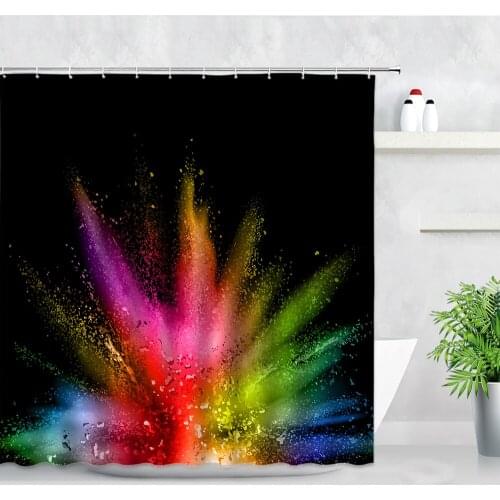 Waterproof Fabric Shower Curtains Colorful Abstract Art Creativity Black Backdrop Printed Bath Decor Screen Bathroom Curtain Set