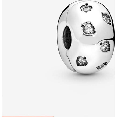 Volayer 925 Sterling Silver Beads Sparkling Leaves Clip Charms fit Original Pandora Bracelets Women DIY Jewelry