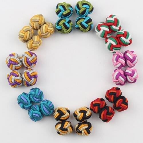 Mens Cuff Links Fashion Mens Shirt Cufflinks Trade Mixed Three Colors DIY Braided Wire Buckle Cuff Link