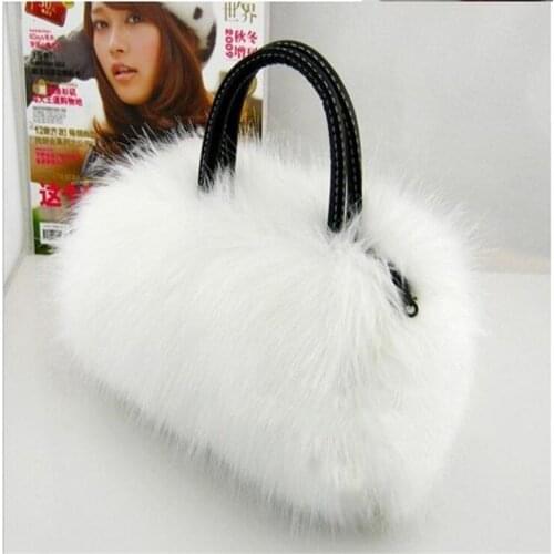 New Lady Girl Pretty Cute Faux Rabbit Fur Handbag Shoulder Messenger Bag Tote Fashion Women Long Fur Grass Handbag Messenger Bag