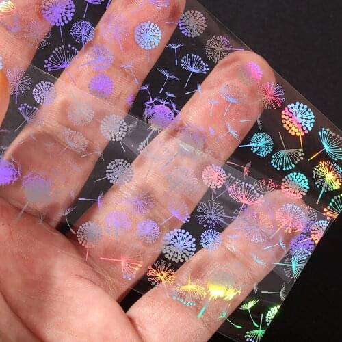 1Roll Mix Dandelion Design Laser Nail Foils Manicure Nails Art Decorations Foil Stickers For Nail Decals