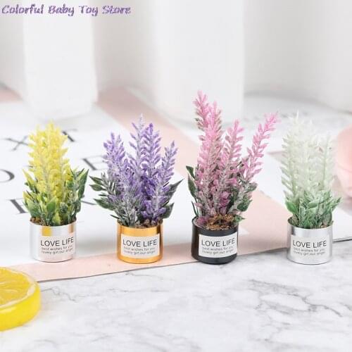 1pc 1:12 Dollhouse Miniature DIY Potted Plant Pot Green Leafed Plant Garden Decoration Dollhouse Collection Kids' Toys