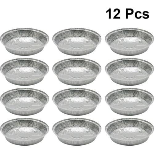 12pcs 1400ML Tin Foil Bowls Inch Aluminum Foil Round Disposable BBQ Tray Pie Pans for Homemade Cakes Pies (Without Lid)