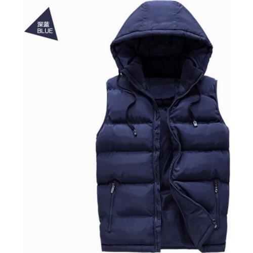 2020 Mens Winter Jacket Warm Mens Outerwear Waistcoat Casual Vest Men Hooded Jacket Man Sleeveless Mens Vest