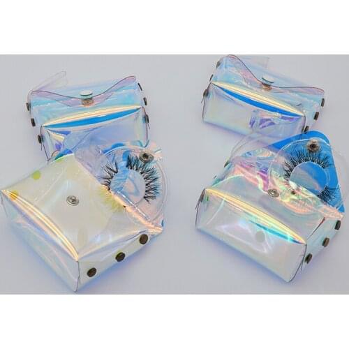 2020 Wholesale False Eyelash Packaging Box Bulk Custom Logo Holographic Empty Mink Lash Package Case Eyelash Box Packaging Bag