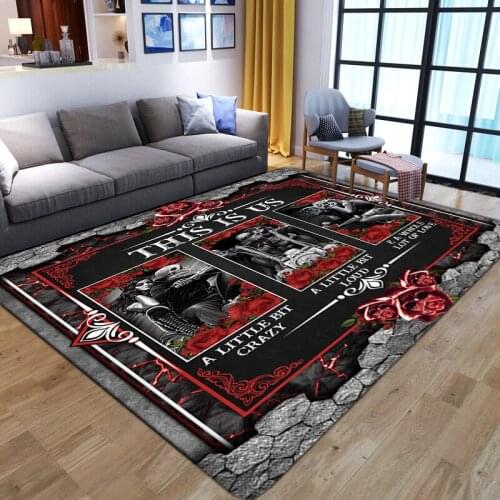 3D Flame Skull Rectangular Carpet Kitchen Bathroom Floor Mat Soft Flannel Entrance Doormats Halloween party Decorative Area Rugs