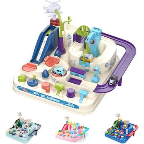 4 Color Optional Cartoon Racing Rail Car Track Car Adventure Game Mechanical Model Racing Educational Train Toys for Children