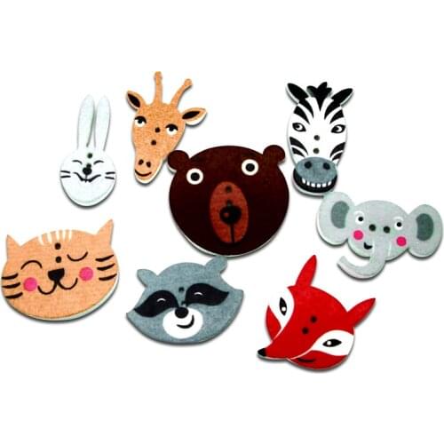 50pcs Mixed Animal Wooden Buttons For Clothing Needlework Scrapbooking Wood Botones Decorative Crafts Diy Accessories