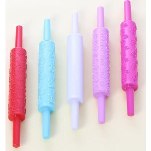 Non-Stick Patterned Rolling Pin Fondant Embossed Roller Mold DIY Cake Decorating Tool Kitchen Gadgets Baking Accessories