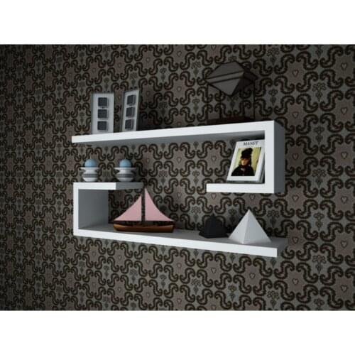 White Rafub U Model Decorative Wall Shelf Set