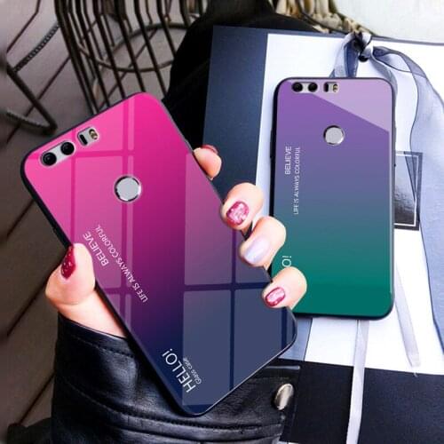Huawei Honor 8 8S Case Gradient Aurora Tempered Glass Back Cover Case For Huawei Honor 8 Lite Honor8S KSA-LX9 KSE-LX9 Coque Capa
