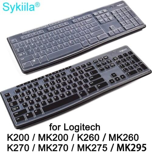 Keyboard Cover for Logitech K200 MK200 K260 MK260 K270 MK270 MK275 Wired Skin Clear Black Film Silicone TPU Case Thin