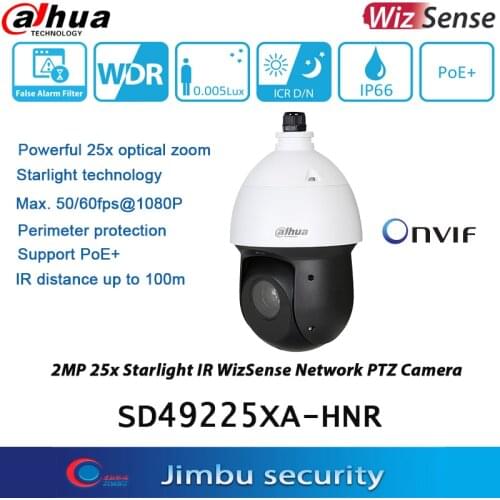 Dahua 2MP PTZ camera SD49225XA-HNR 25x Starlight IR WizSense Network PTZ Camera IR100m Starlight technology Replace SD49225T-HN