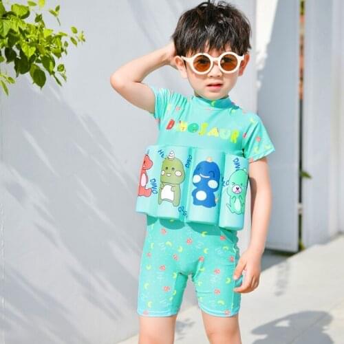 Childrens one-piece sunscreen swimming equipment in cartoon design of new summer childrens Buoyancy Swimsuit