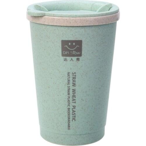 280ML Double-wall Insulation Wheat Fiber Straw Coffee Cup Travel Mug Leakproof