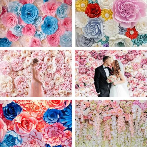 Wedding Customized Backdrop Pink Flower Floral Engagement Pregnant Woman Photography Background Photo Studio Photocall Photozone