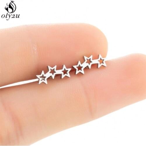 Delicate Stainless Steel Stud Earrings for Women Simple Tiny 3 Star Earring Geometric Jewelry Girls Kids Earing Punk Gift