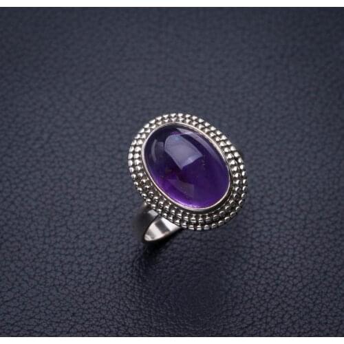 StarGems Natural Amethyst Handmade 925 Sterling Silver Ring 7.5 E2465