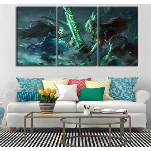3 Pieces LOL Raven Vs Yasuo Canvas Prints Poster Wall Art Game Characters Painting Modular Pictures for Livning Room Home Decor