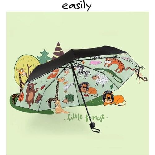 Easily double layer small black umbrella folding sun protection and UV protection outdoor vinyl sunshade umbrella for women