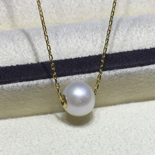 MADALENA SARARA AAA 9-10mm Freshwater Pearl Necklace 18k Gold Chain Women Necklace Fine Luster High Quality Perfect Round