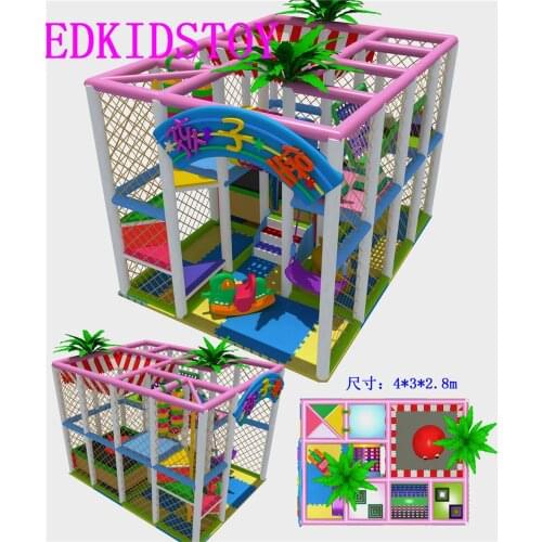 Small Playground Indoor 4X3X2.8M For Daycare Trampoline Playground HZ-4522B