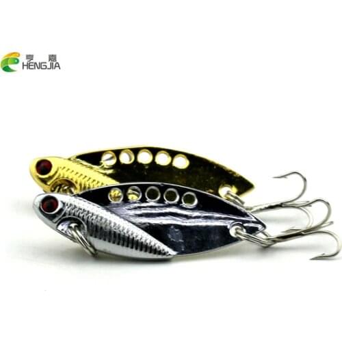 HENGJIA5cm 11g Metal Spinner Spoon Fishing Lures VIB Hard Jig Baits Crank Wobble Crankbait Fish Lure Feather Treble Hook Tackle