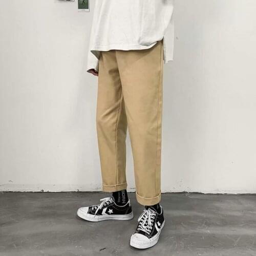 Man Casual Straight Pants Korean Mens Harem Pants Solid Color Streetwear 2021 Harajuku Men Loose Trousers