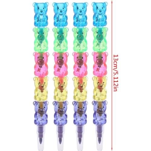 High quality 4Pcs 5 Colors Stacker Swap Cute Snowman crayon For School Children painting Toys