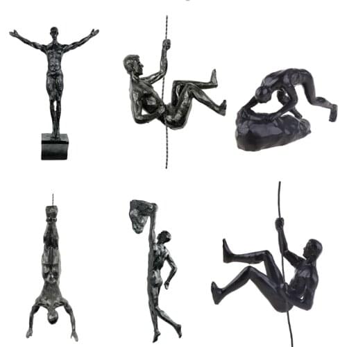 Athletes Abstract Statue Resin Hanging Pendant Sports Man Sculpture Modern Rock Climbing Figures Collectible Ornaments Wall Deco