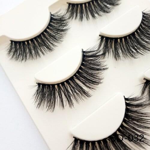 3pairs 100% handmade real mink fur false eyelash 3D strip mink lashes thick fake faux eyelashes Makeup beauty False Eyelashes