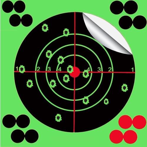 5.50"X5.50" Self-Adhesive Splatter Splash & Reactive(Color Impact) Shooting Sticker Targets(Central Red Dot+Cross) 25 Pcs/Pack