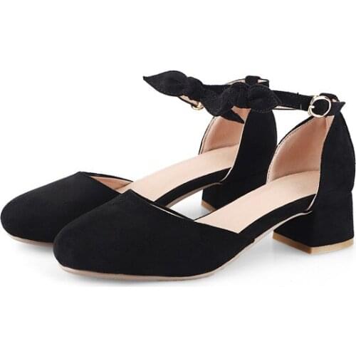 Big Size 9 10 11 12 high heels sandals women shoes woman summer ladies Butterfly bow with thick heel and buckle sandals