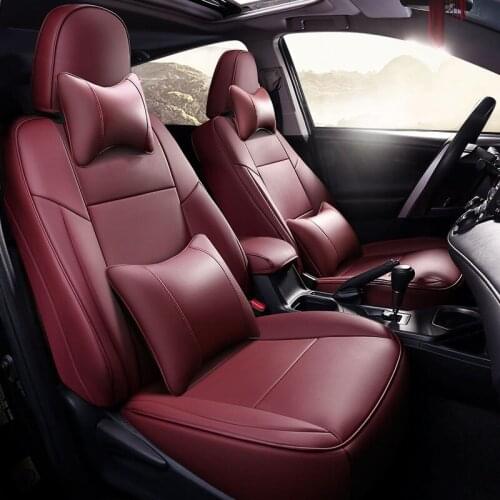 Car Special Seat Cover For Toyota Select Rav4 2013 - 2019 Waterproof Pu Leather Luxury Cushion 2 Front/3 Back (Wine red)