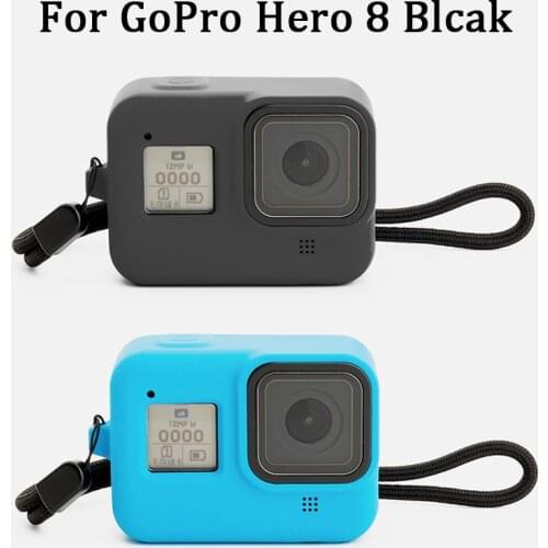 Protective Silicone Sleeve Cases + Lanyard for GoPro Hero 8 Black Accessories Soft Rubber Frame Cover Case Protection for Go Pro
