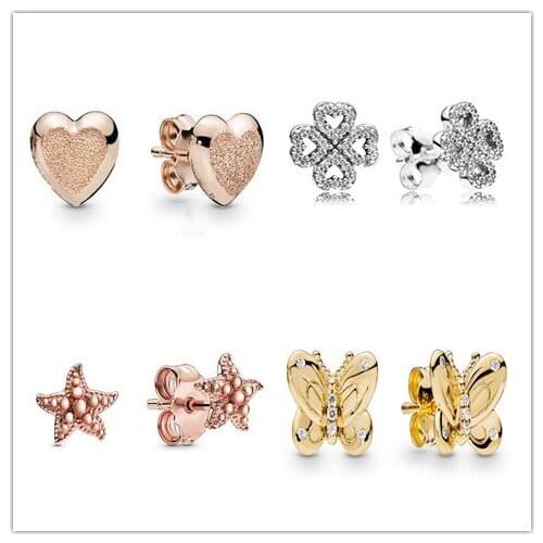 925 Sterling Silver Earring Summer Beaded Starfish Stud Earrings With Crystal For Women Wedding Gift fashion Jewelry