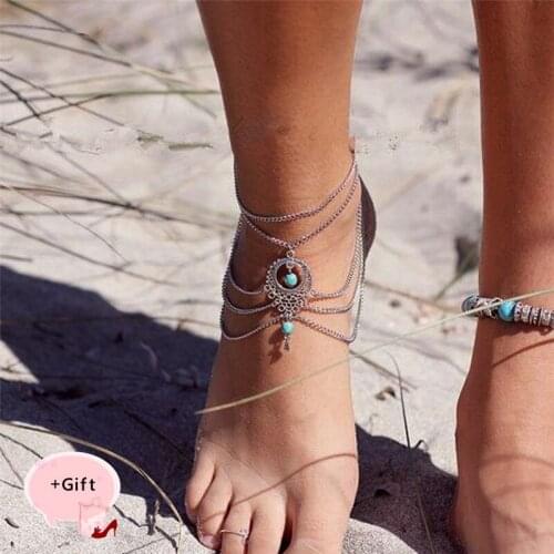 Women Retro ethnic wind hollow Accessories water drops Anklets Fashion personality anklet texture beach anklet For Women Anklet