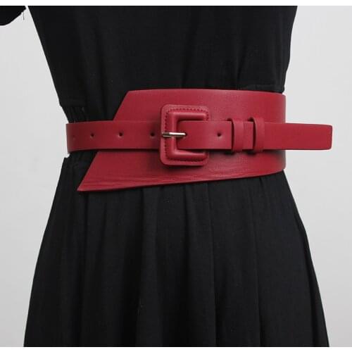 Womens runway fashion PU leather Cummerbunds female Dress Corsets Waistband Belts decoration wide belt R3417