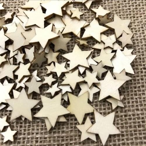 100pcs/pack Small Wooden Stars Craft for Party Decoration Chipboard Fashion Wooden Home Decorations DIY Scrapbooking