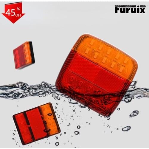 12 LED Red and Yellow Truck Tail Lights, Trailer Signal Lights with License Plate Lights, Brake Tail Lights