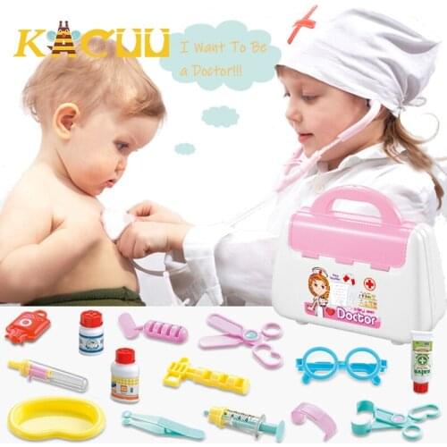 15pcs Pretend Play Doctor Kids Simulation Medicine Suitcase Toys Set Family Doctor Medical Kit Portable Accessories Children Toy