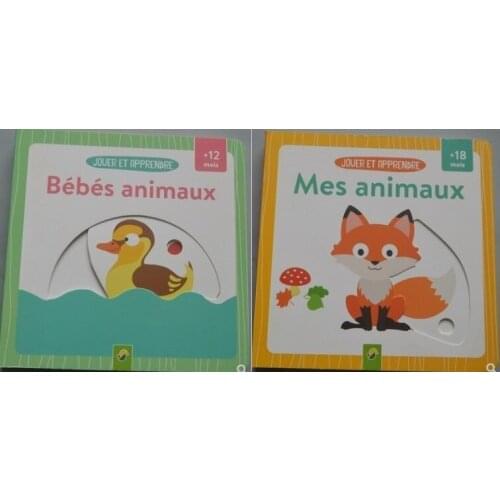 2 Books Parent Child Kids Toddler Baby French Book Early Education Lovely Cute Picture Animal 3D Cardboard Book Age 0-3