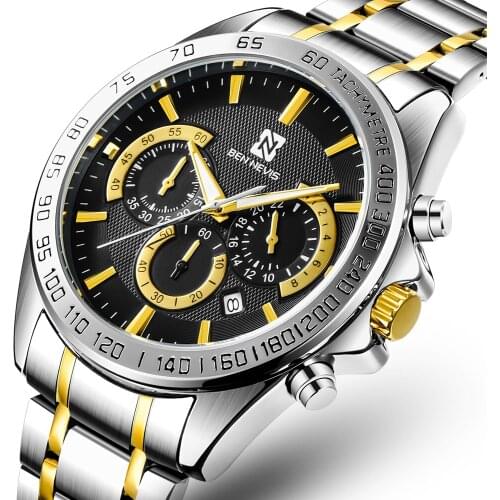 2021 New Mens Watches Top Brand Full Steel Chronograph Waterproof Sport Automatic Date Quartz Watch For Men Relogio Masculino