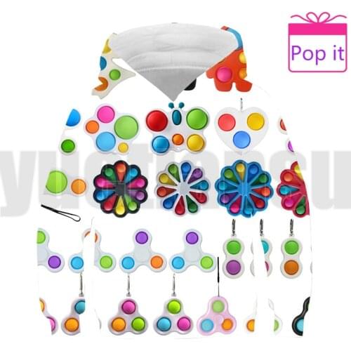3D Funny Family Games POP It Hoodie Men Oversize Sweatshirt Anime Winter Pullover Kids Clothes Rainbow Pop Fidget Streetwear