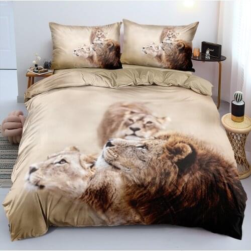 3D Camel Comforter Shells Bedding Sets Quilt Covers Pillow Shames Set Full Twin Single Double Size Animal Custom Lion Linens Bed