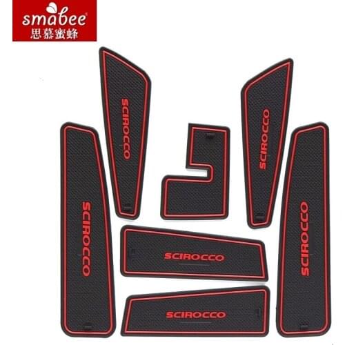 7pcs/set For Volkswagen Scirocco 2009 - 2016,Car Accessories 3D Rubber Mat Non-slip Mat Interior Cup Pad Door Groove Mat Smabee