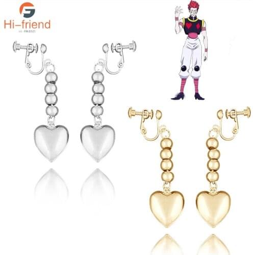 Anime Hunter X Hunter Large Size Earrings Hisoka Pendant Metal Ear Clip for Women Men Trends Cosplay Jewelry