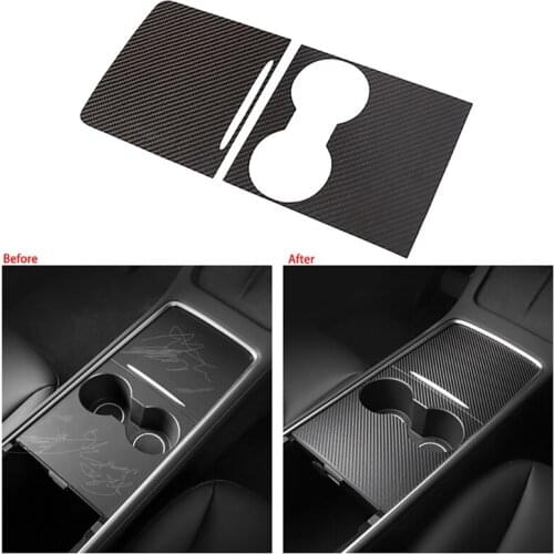 Car Leather Center Console Instrument Panel Protective Sticker Decoration Trim for Tesla Model 3 Y 2021