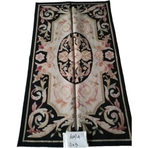 Free Shipping 3'x5' Aubusson Weave Rugs Handmade Wool rugs 100% New Zealand WOOL black rug for home decoration
